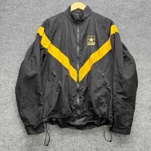 US Army APFU Jacket Women's Medium Regular Black Yellow Physical Fitness Uniform